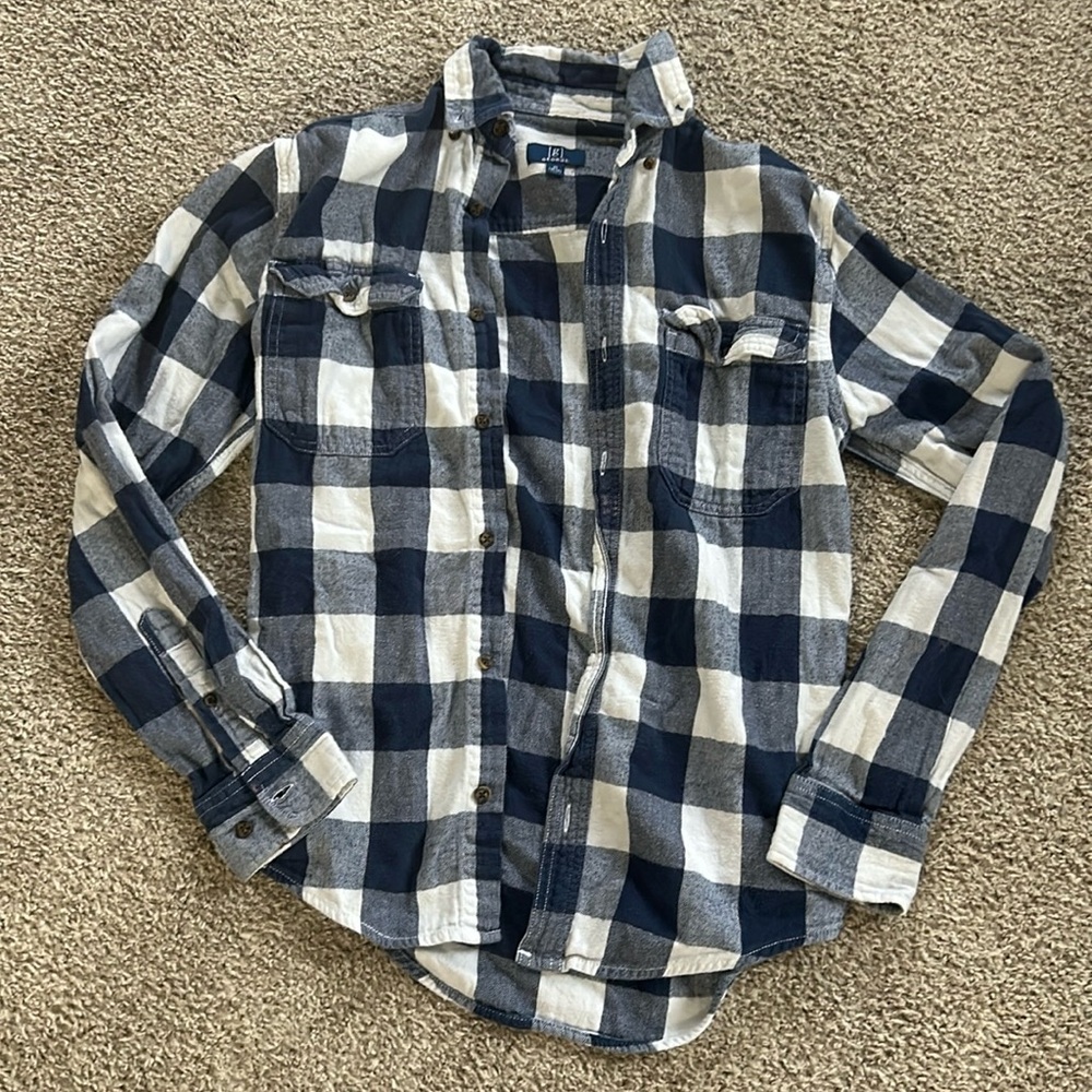 Men’s Navy and White XS Flannel